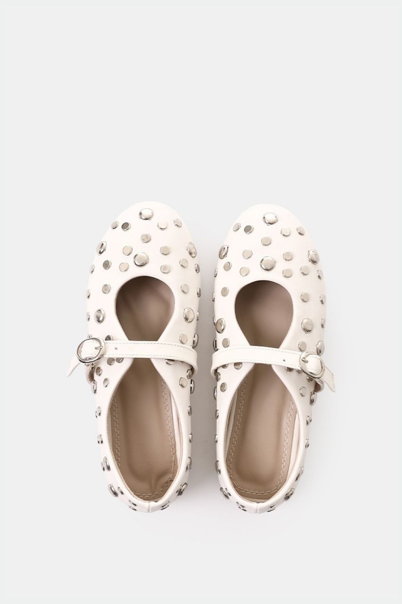 WHITE STUDDED MARY JANE