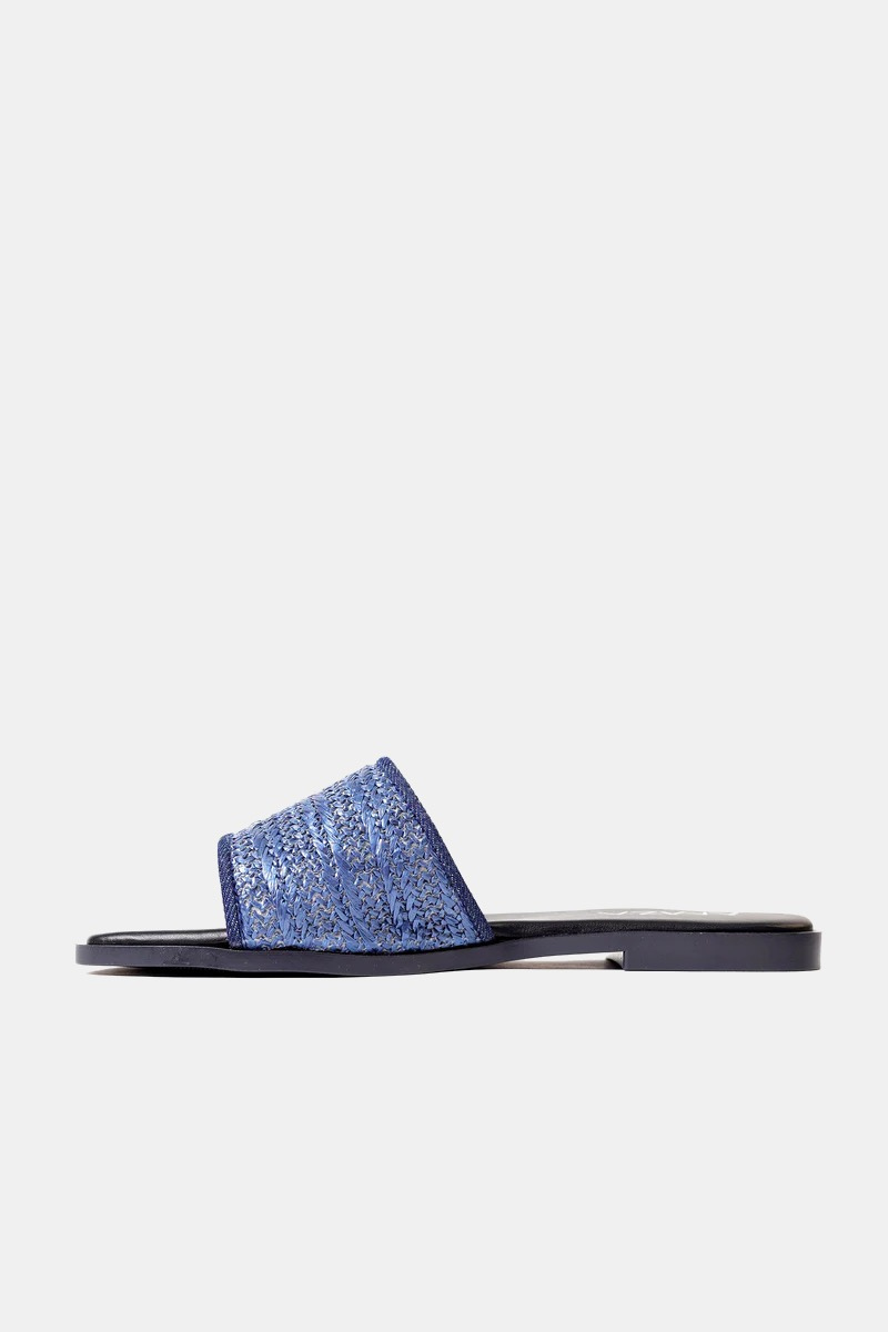 Natural Weave Navy Slide