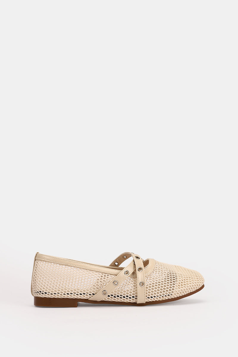CROSS STRAP BEIGE BALLERINA