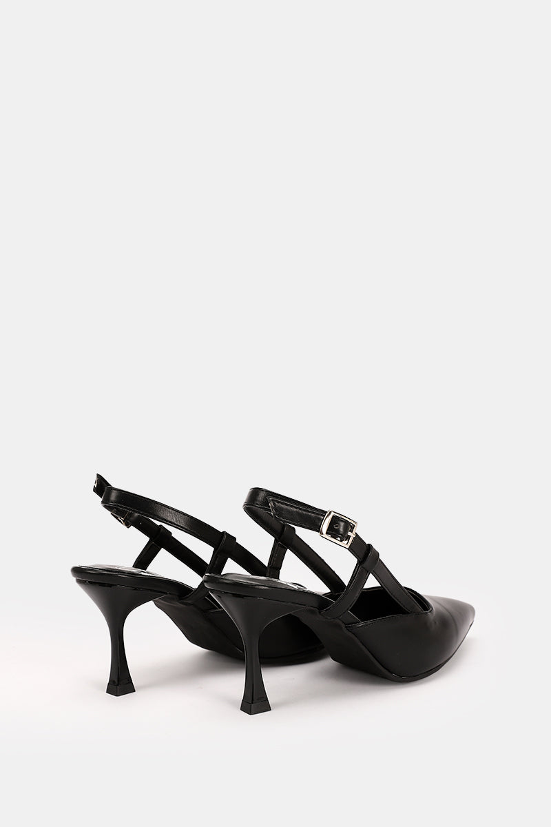 SLINGBACK BLACK KITTEN HEELS
