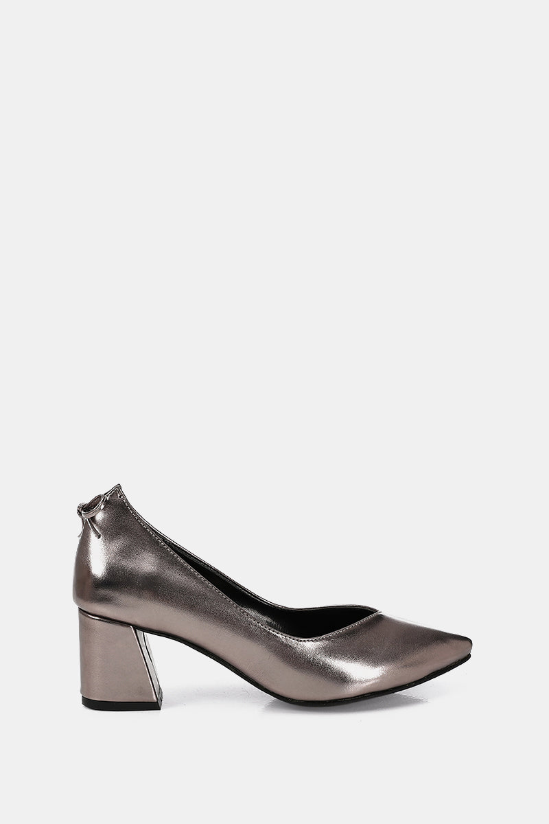 METALLIC BOW LOW HEELS