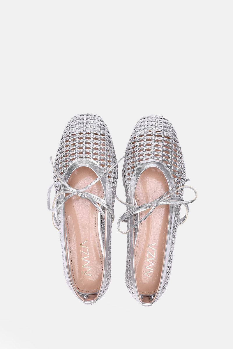SILVER BRAIDED WOVEN FLAT