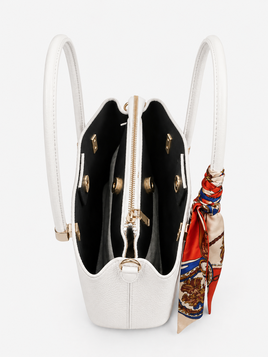 WHITE STRUCTURED PEBBLED TOTE