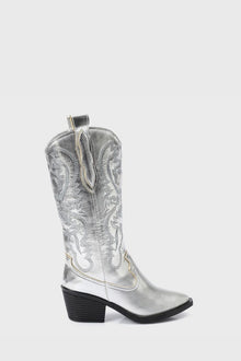 SILVER EMBROIDERED COWBOY BOOTS