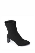 BLACK RIBBED STRETCHABLE ANKLE BOOT
