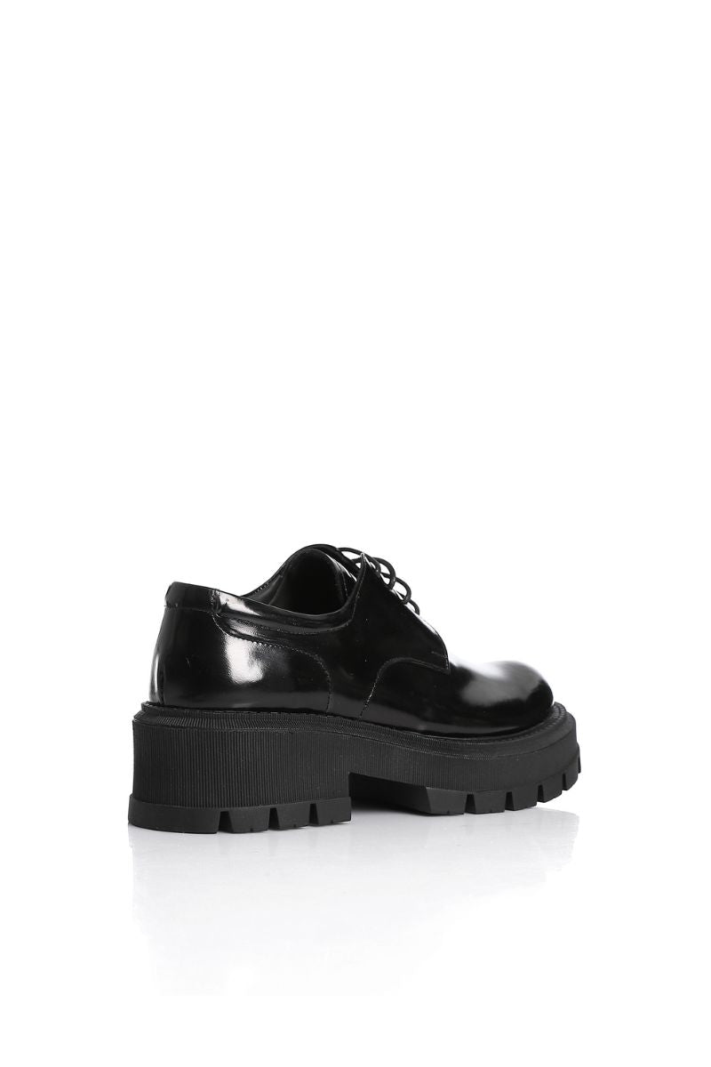 BLACK LEATHER DERBY LOAFERS
