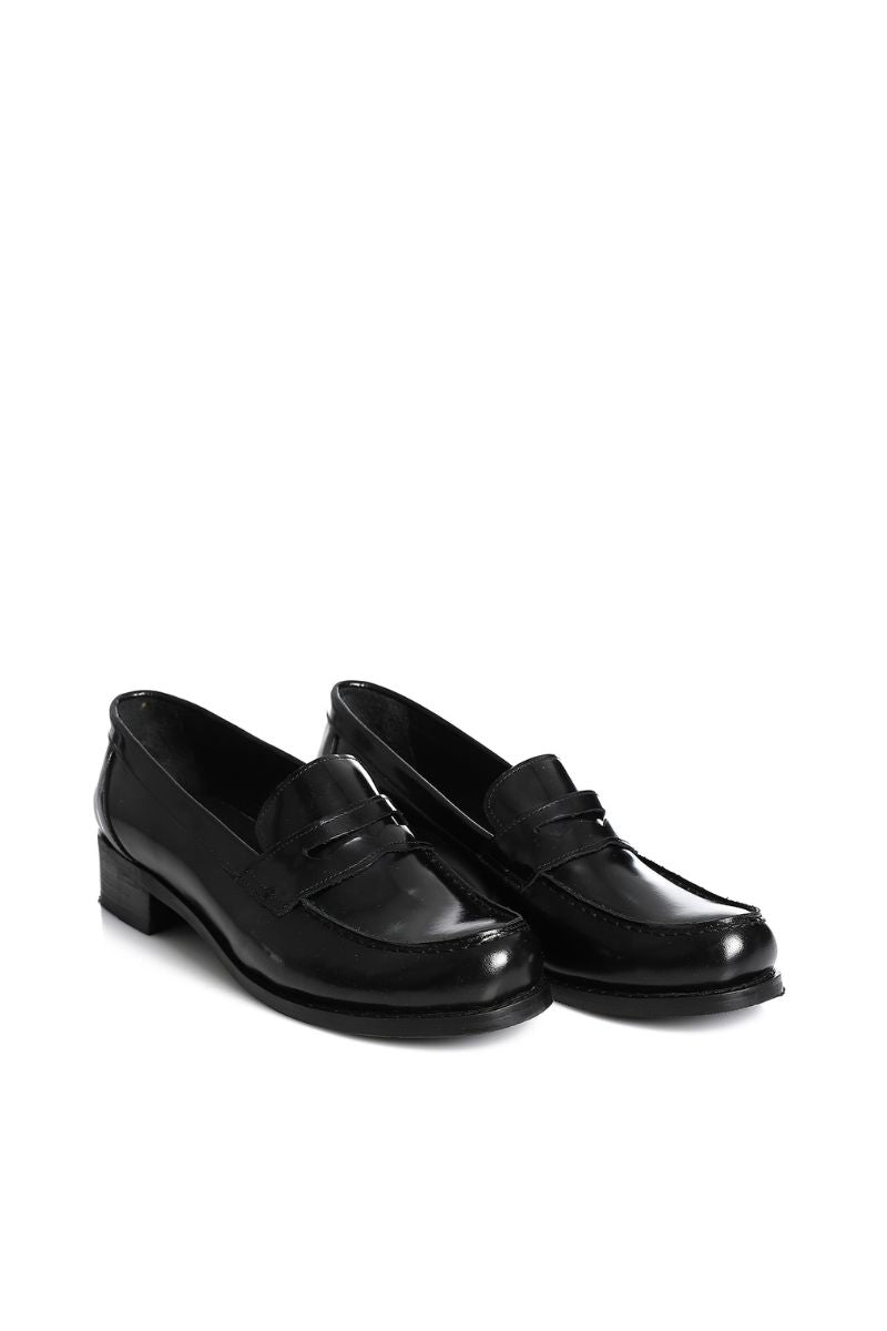 BLACK VERNE LEATHER PENNY LOAFERS