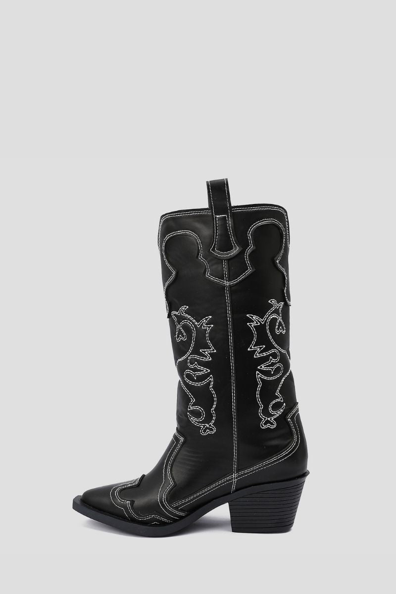 EMBROIDERED BLACK X WHITE COWBOY BOOTS