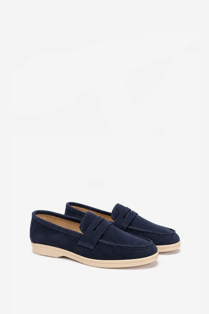 NAVY LEATHER TASSEL LOAFERS