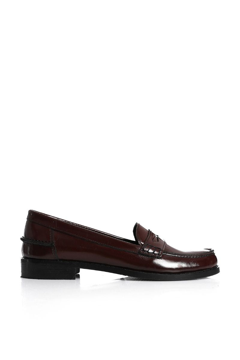 BURGUNDY VERNE LEATHER PENNY LOAFERS
