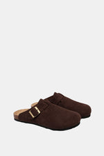 BROWN SUEDE CLOGS
