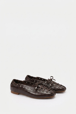 BROWN LACE UP BALLERINA