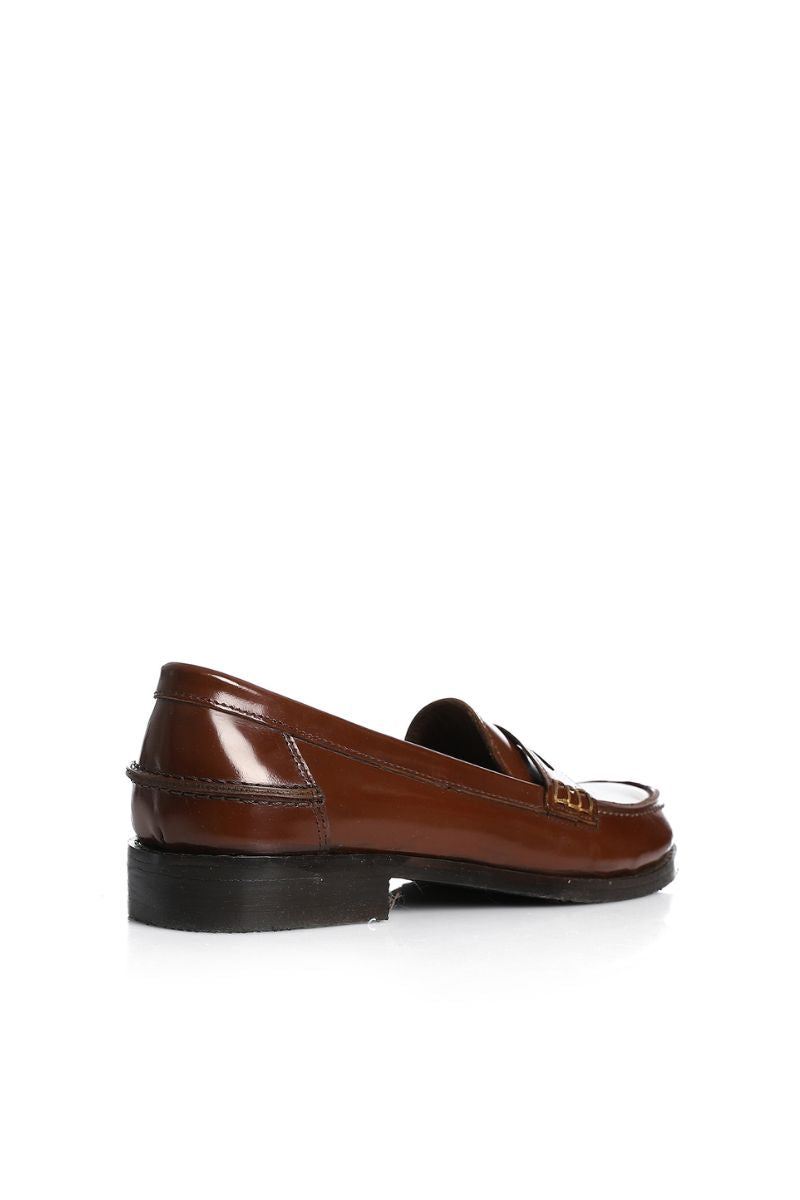 BROWN LEATHER PENNY LOAFERS VERNA
