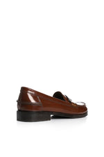 BROWN LEATHER PENNY LOAFERS VERNA