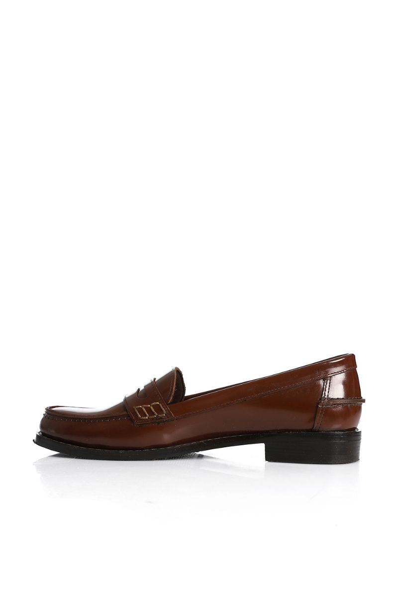BROWN LEATHER PENNY LOAFERS VERNA