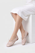 BEIGE BRAIDED WOVEN FLAT