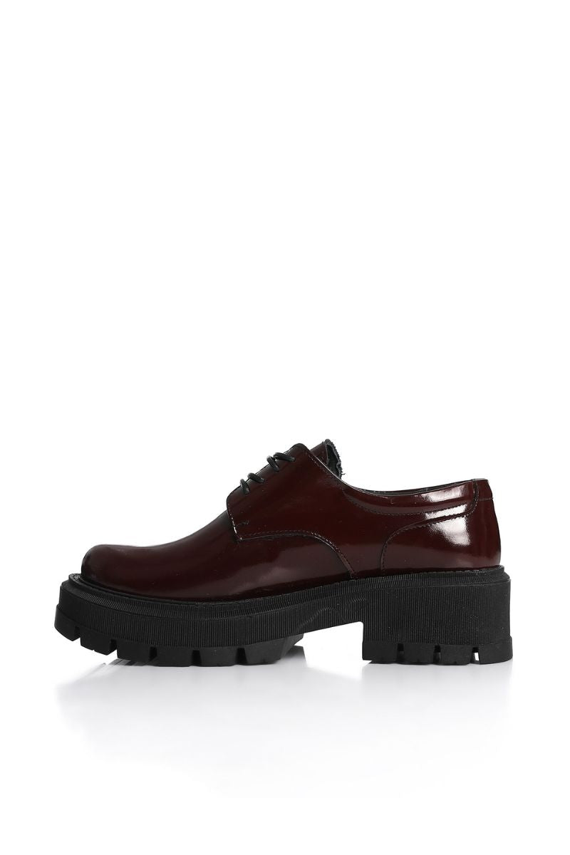 BURGUNDY LEATHER DERBY LOAFERS