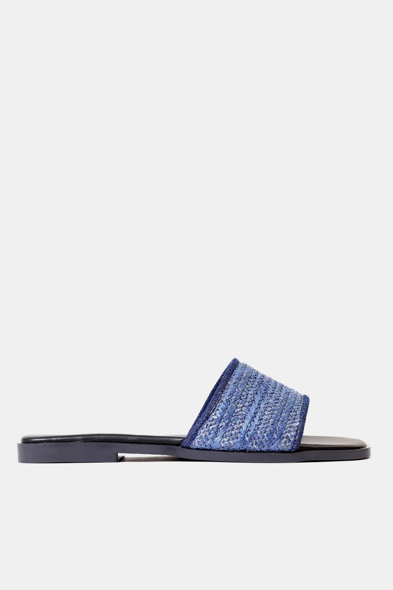 Natural Weave Navy Slide
