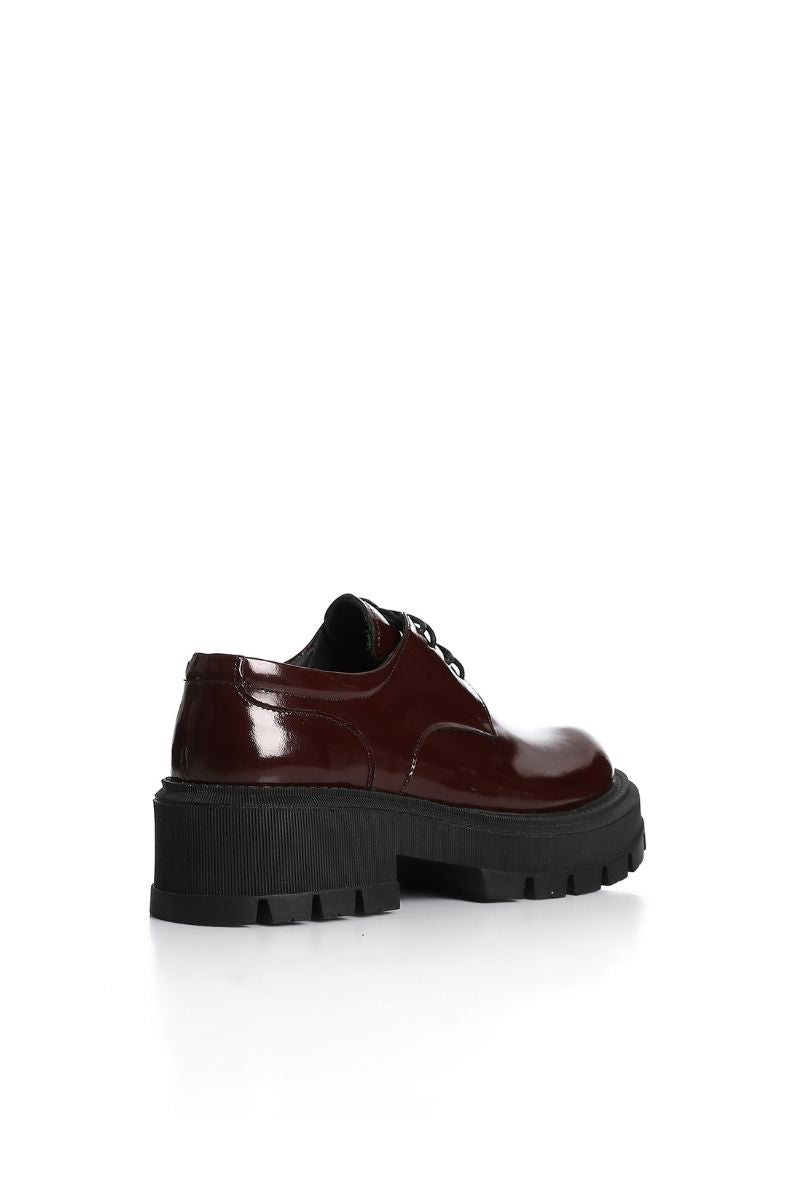 BURGUNDY LEATHER DERBY LOAFERS