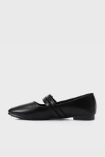 BLACK DOUBLE BUCKLE BALLERINA