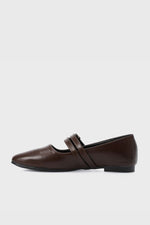 BROWN DOUBLE BUCKLE BALLERINA