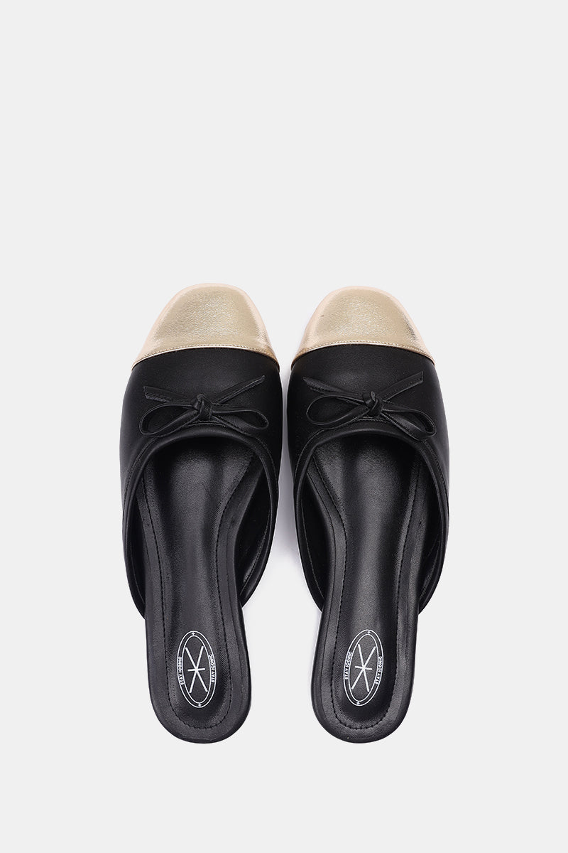 GOLD CAP-TOE BALLET MULE