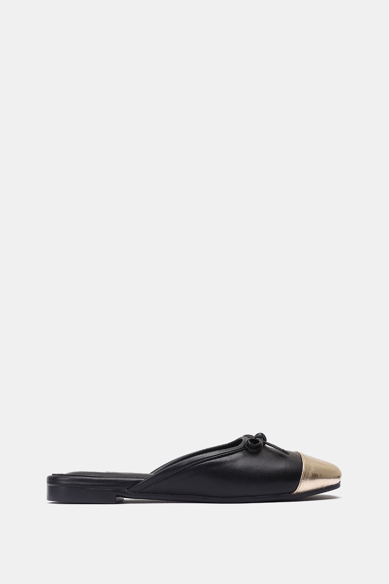 GOLD CAP-TOE BALLET MULE