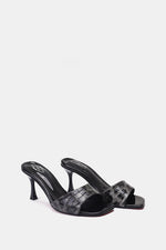 BLACK LEOPARD PRINT SQUARE-TOE SANDALS