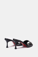 BLACK LEOPARD PRINT SQUARE-TOE SANDALS