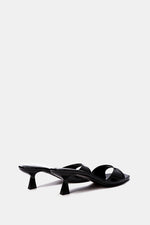 BLACK VERNE SQUARE-TOE HEELED SANDALS