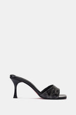 BLACK LEOPARD PRINT SQUARE-TOE SANDALS