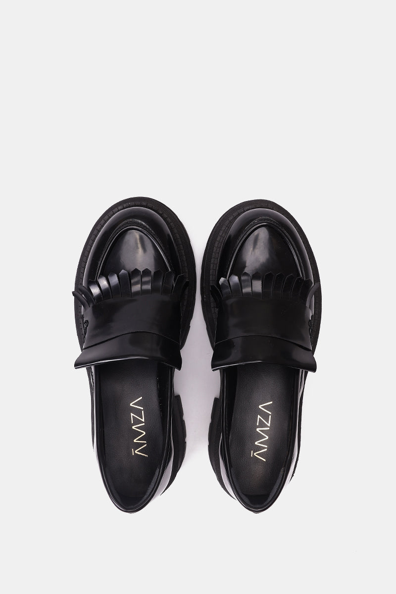 BLACK CHUNKY KILTIE LOAFER