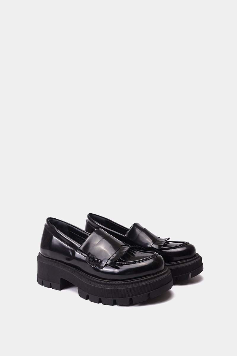 BLACK CHUNKY KILTIE LOAFER