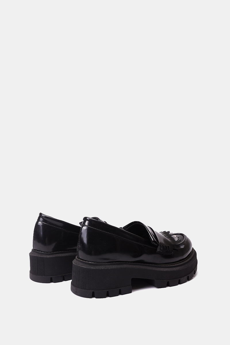 BLACK CHUNKY KILTIE LOAFER