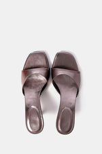 GREY OXIDE SQUARE-TOE HEELED SANDALS