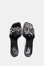 GREY LEOPARD PRINT SQUARE-TOE SANDALS
