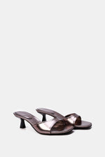 GREY OXIDE SQUARE-TOE HEELED SANDALS