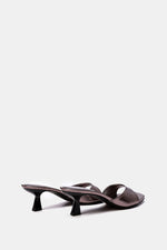 GREY OXIDE SQUARE-TOE HEELED SANDALS