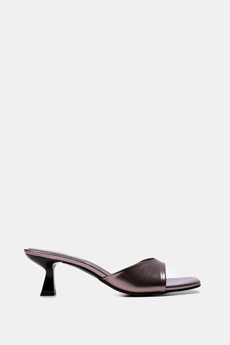 GREY OXIDE SQUARE-TOE HEELED SANDALS