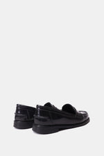 GLOSSY BLACK LEATHER PENNY LOAFERS
