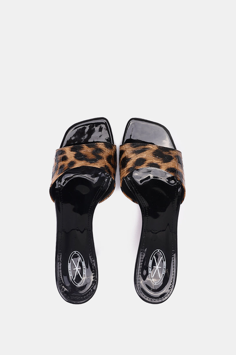HAVAN LEOPARD PRINT SQUARE-TOE SANDALS