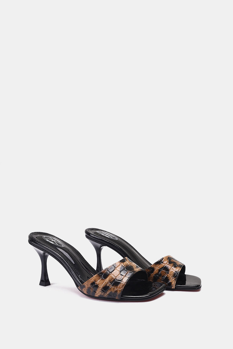 HAVAN LEOPARD PRINT SQUARE-TOE SANDALS