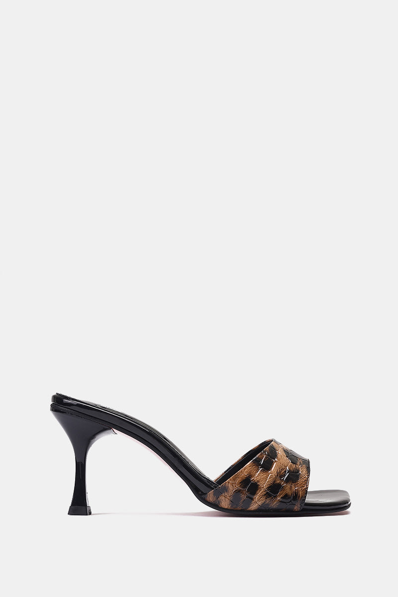 HAVAN LEOPARD PRINT SQUARE-TOE SANDALS