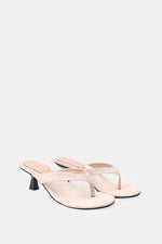 BEIGE SUEDE KITTEN HEEL SANDALS