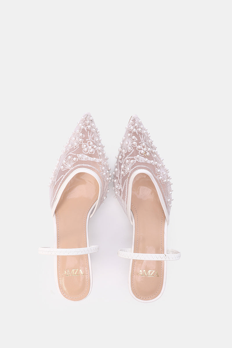 WHITE PEONY SHEER PUMPS