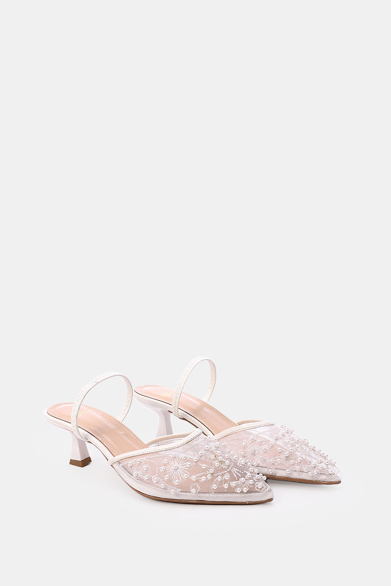 WHITE PEONY SHEER PUMPS