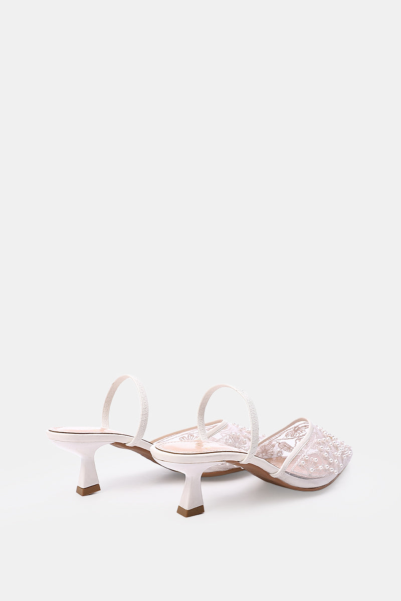 WHITE PEONY SHEER PUMPS