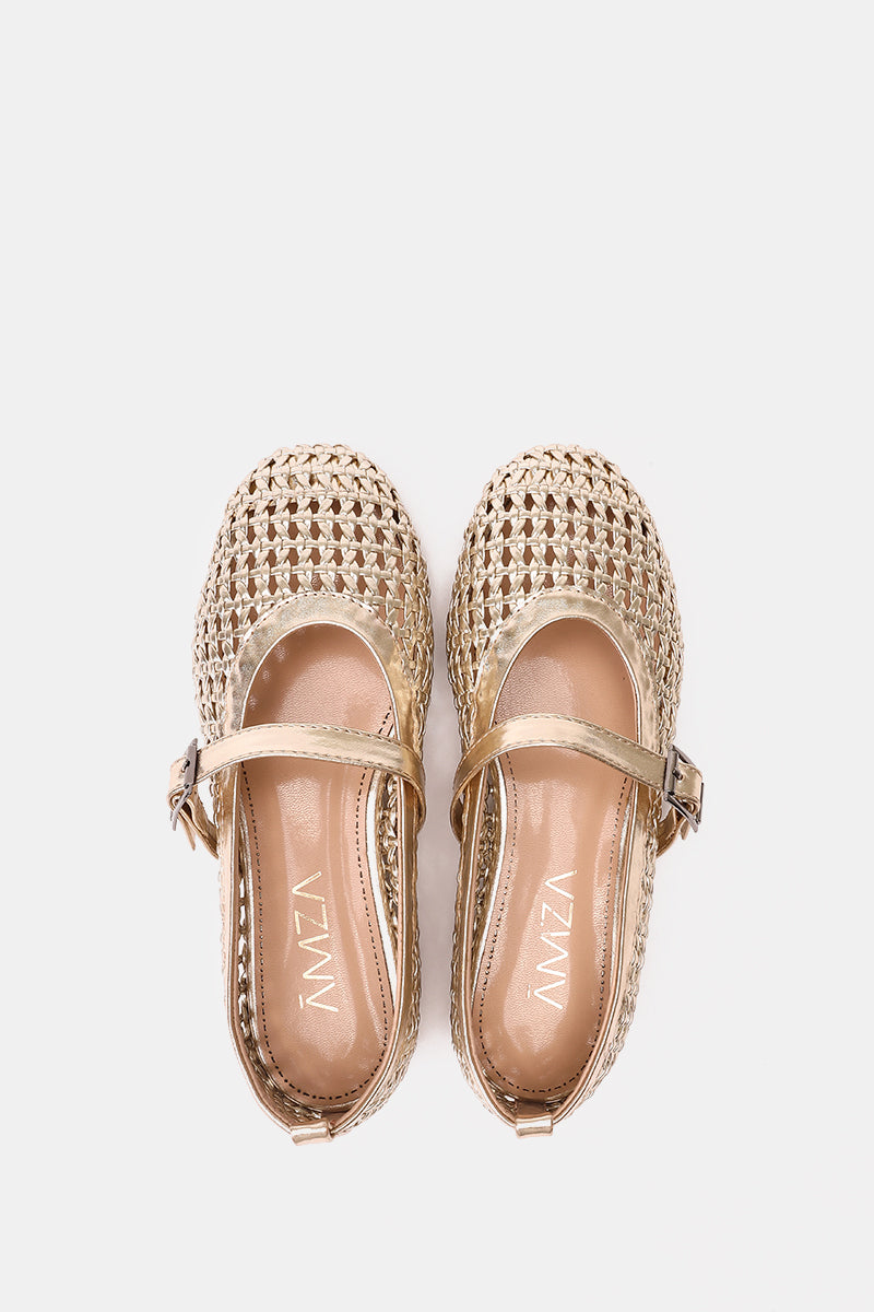 GOLD BUCKLE BRAIDED WOVEN FLAT