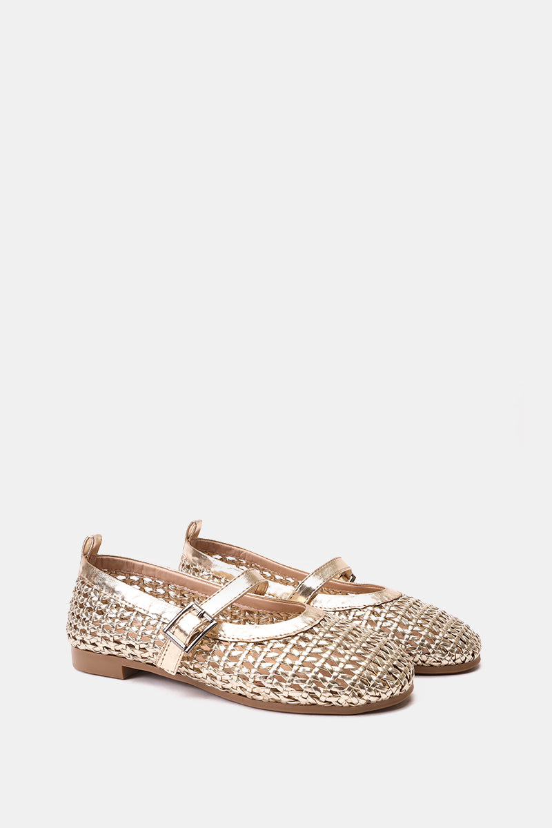 GOLD BUCKLE BRAIDED WOVEN FLAT