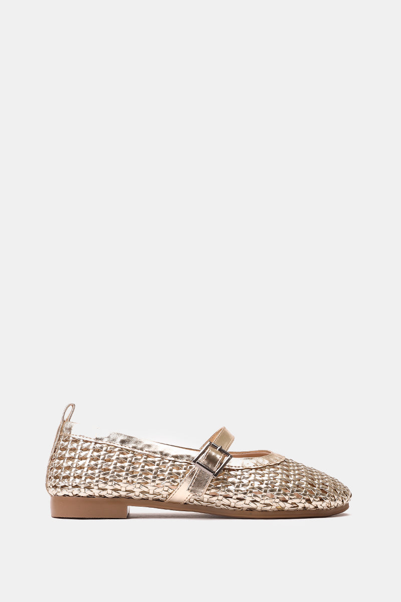 GOLD BUCKLE BRAIDED WOVEN FLAT